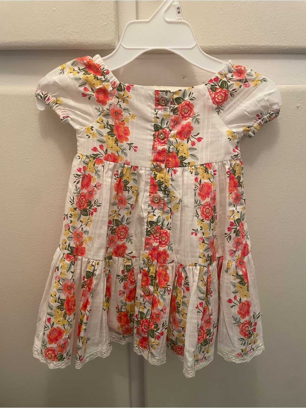 Haute Hippie White Floral Dress with Coral and Yellow Roses